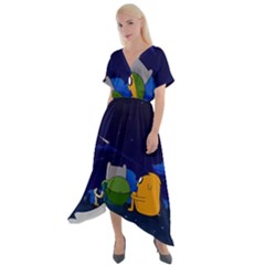 Adventure Time Jake And Finn Night Cross Front Sharkbite Hem Maxi Dress by Sarkoni