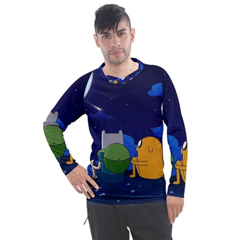 Adventure Time Jake And Finn Night Men s Pique Long Sleeve T-shirt by Sarkoni