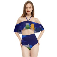 Adventure Time Jake And Finn Night Halter Flowy Bikini Set  by Sarkoni