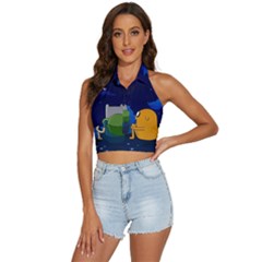 Adventure Time Jake And Finn Night Backless Halter Cami Shirt by Sarkoni