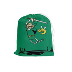 Adventure Time The Legend Of Zelda Drawstring Pouch (large) by Sarkoni