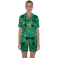 Adventure Time The Legend Of Zelda Satin Short Sleeve Pajamas Set by Sarkoni