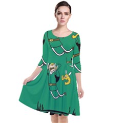 Adventure Time The Legend Of Zelda Quarter Sleeve Waist Band Dress by Sarkoni