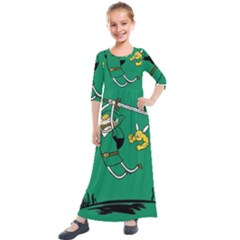 Adventure Time The Legend Of Zelda Kids  Quarter Sleeve Maxi Dress by Sarkoni