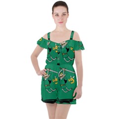 Adventure Time The Legend Of Zelda Ruffle Cut Out Chiffon Playsuit by Sarkoni