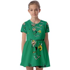 Adventure Time The Legend Of Zelda Kids  Short Sleeve Pinafore Style Dress by Sarkoni