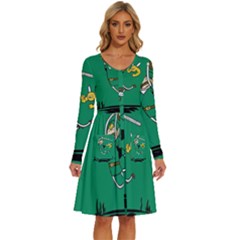 Adventure Time The Legend Of Zelda Long Sleeve Dress With Pocket by Sarkoni