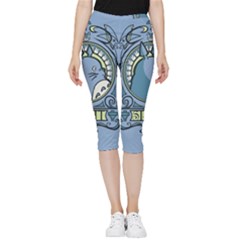 Drawing Illustration Anime Cartoon My Neighbor Totoro Inside Out Lightweight Velour Capri Leggings 