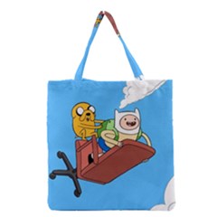 Cartoon Adventure Time Jake And Finn Grocery Tote Bag by Sarkoni