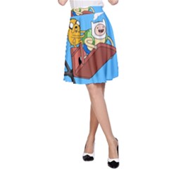 Cartoon Adventure Time Jake And Finn A-line Skirt by Sarkoni