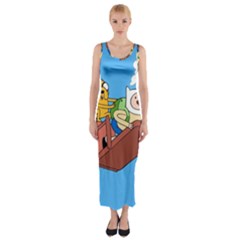 Cartoon Adventure Time Jake And Finn Fitted Maxi Dress by Sarkoni