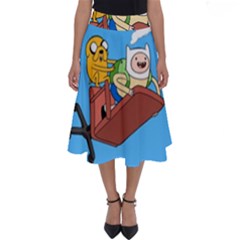 Cartoon Adventure Time Jake And Finn Perfect Length Midi Skirt by Sarkoni