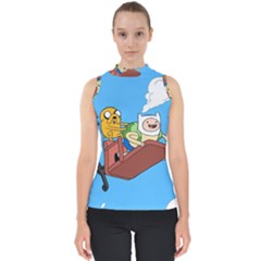 Cartoon Adventure Time Jake And Finn Mock Neck Shell Top by Sarkoni