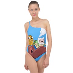 Cartoon Adventure Time Jake And Finn Classic One Shoulder Swimsuit by Sarkoni