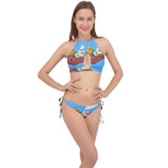 Cartoon Adventure Time Jake And Finn Cross Front Halter Bikini Set by Sarkoni