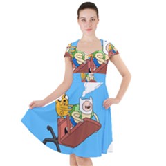 Cartoon Adventure Time Jake And Finn Cap Sleeve Midi Dress by Sarkoni