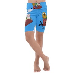 Cartoon Adventure Time Jake And Finn Kids  Lightweight Velour Cropped Yoga Leggings by Sarkoni