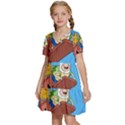 Cartoon Adventure Time Jake And Finn Kids  Short Sleeve Tiered Mini Dress View2