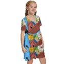 Cartoon Adventure Time Jake And Finn Kids  Short Sleeve Tiered Mini Dress View3