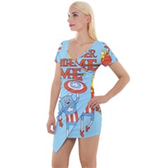 Adventure Time Avengers Age Of Ultron Short Sleeve Asymmetric Mini Dress by Sarkoni