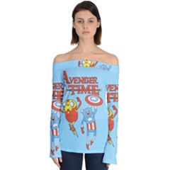 Adventure Time Avengers Age Of Ultron Off Shoulder Long Sleeve Top by Sarkoni