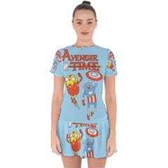 Adventure Time Avengers Age Of Ultron Drop Hem Mini Chiffon Dress by Sarkoni