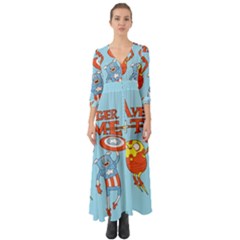 Adventure Time Avengers Age Of Ultron Button Up Boho Maxi Dress by Sarkoni