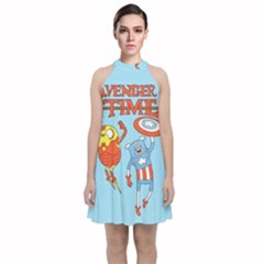 Adventure Time Avengers Age Of Ultron Velvet Halter Neckline Dress  by Sarkoni