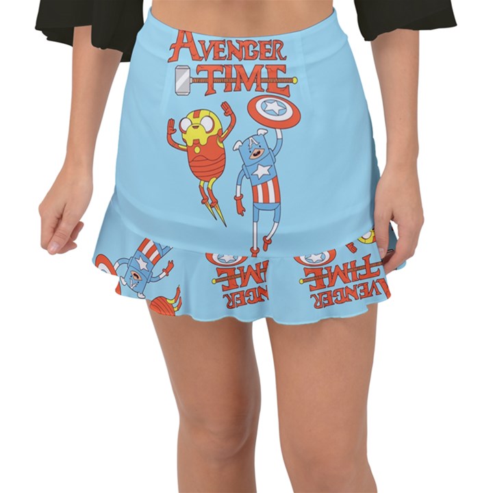 Adventure Time Avengers Age Of Ultron Fishtail Mini Chiffon Skirt