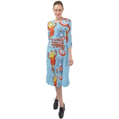 Adventure Time Avengers Age Of Ultron Ruffle End Midi Chiffon Dress by Sarkoni