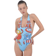 Adventure Time Avengers Age Of Ultron Backless Halter One Piece Swimsuit by Sarkoni