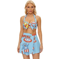 Adventure Time Avengers Age Of Ultron Vintage Style Bikini Top And Skirt Set  by Sarkoni