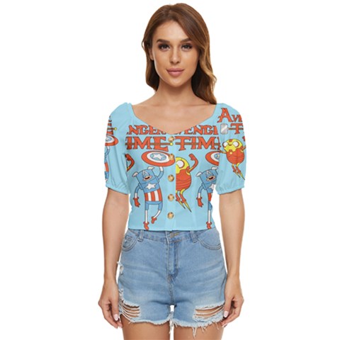 Adventure Time Avengers Age Of Ultron Button Up Blouse by Sarkoni