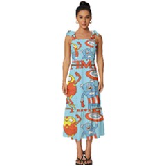 Adventure Time Avengers Age Of Ultron Tie-strap Tiered Midi Chiffon Dress by Sarkoni