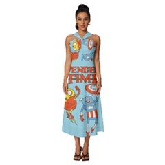 Adventure Time Avengers Age Of Ultron Sleeveless Cross Front Cocktail Midi Chiffon Dress by Sarkoni