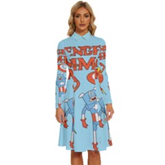 Adventure Time Avengers Age Of Ultron Long Sleeve Shirt Collar A-line Dress by Sarkoni