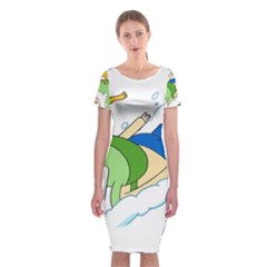 Adventure Time Finn And Jake Snow Classic Short Sleeve Midi Dress by Sarkoni