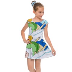 Adventure Time Finn And Jake Snow Kids  Cap Sleeve Dress by Sarkoni