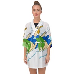 Adventure Time Finn And Jake Snow Half Sleeve Chiffon Kimono by Sarkoni