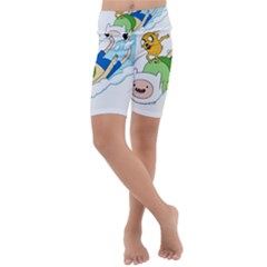 Adventure Time Finn And Jake Snow Kids  Lightweight Velour Cropped Yoga Leggings by Sarkoni