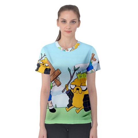 Adventure Time Finn And Jake Cartoon Network Parody Women s Sport Mesh T-shirt by Sarkoni