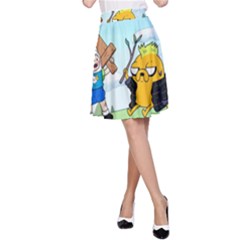 Adventure Time Finn And Jake Cartoon Network Parody A-line Skirt by Sarkoni