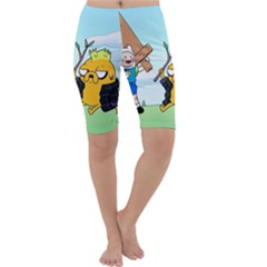 Adventure Time Finn And Jake Cartoon Network Parody Cropped Leggings  by Sarkoni