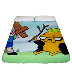 Adventure Time Finn And Jake Cartoon Network Parody Fitted Sheet (queen Size) by Sarkoni