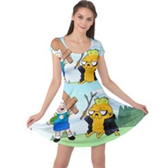 Adventure Time Finn And Jake Cartoon Network Parody Cap Sleeve Dress by Sarkoni