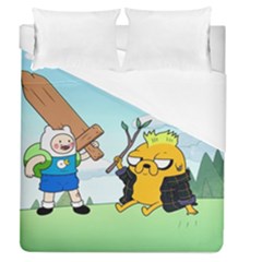 Adventure Time Finn And Jake Cartoon Network Parody Duvet Cover (queen Size) by Sarkoni