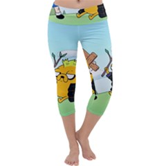 Adventure Time Finn And Jake Cartoon Network Parody Capri Yoga Leggings by Sarkoni