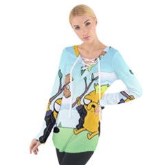 Adventure Time Finn And Jake Cartoon Network Parody Tie Up T-shirt by Sarkoni