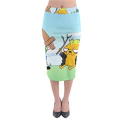 Adventure Time Finn And Jake Cartoon Network Parody Midi Pencil Skirt by Sarkoni