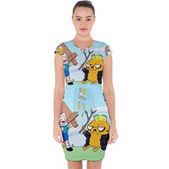 Adventure Time Finn And Jake Cartoon Network Parody Capsleeve Drawstring Dress  by Sarkoni